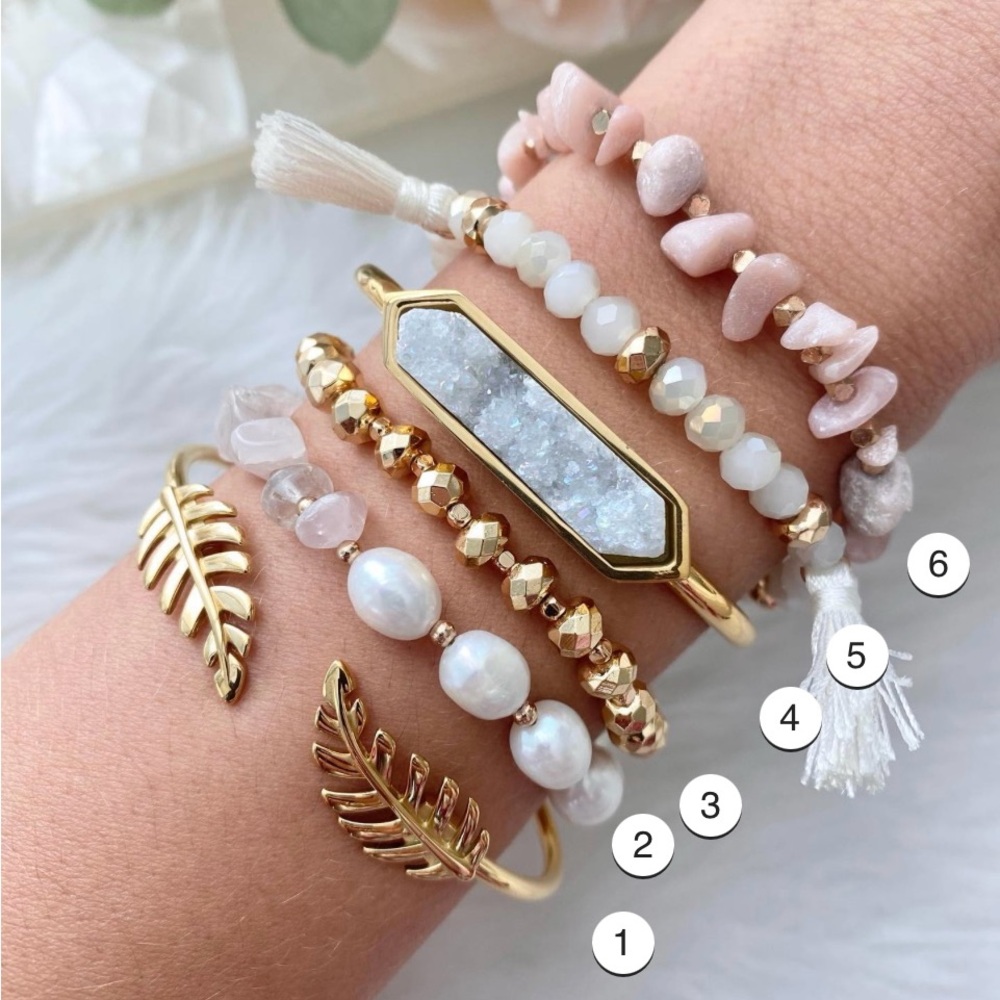 Kinsley Armelle Seaside Collection Ballet Bracelet Rose Quartz & Mother of Pearl - Picture 2 of 8